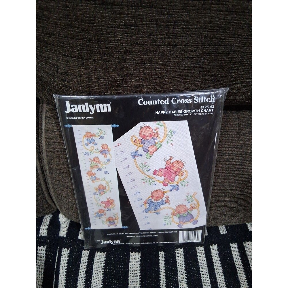 Janlynn Happy Babies Growth Chart Babies Birds Counted Cross Stitch Kit